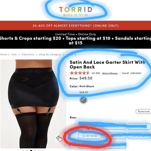 Satin garter lingerie skirt from Torrid